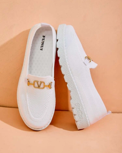 Royalfashion Mocasini de damă din material textil cu ornament auriu Erticae