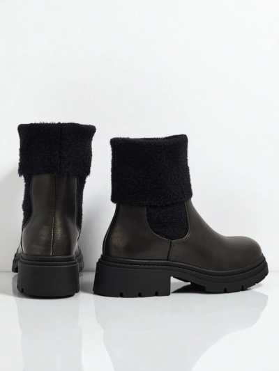 Botine de damă din piele ecologică cu blană Kesy