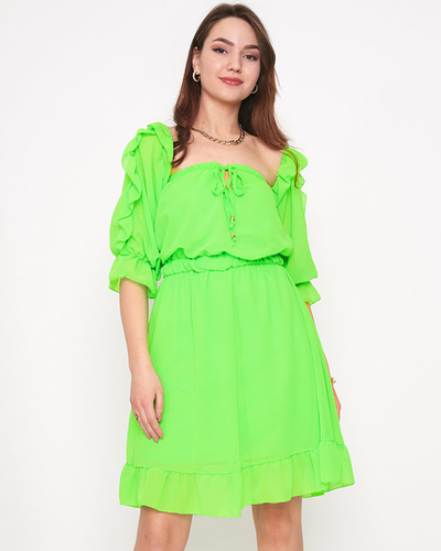 Rochie spaniolă de damă verde neon - Îmbrăcăminte