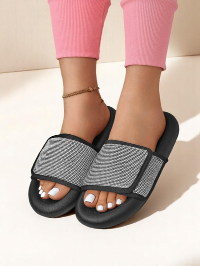 Royalfashion Damskie klapki na płaskiej podeszwie Sparkle Step