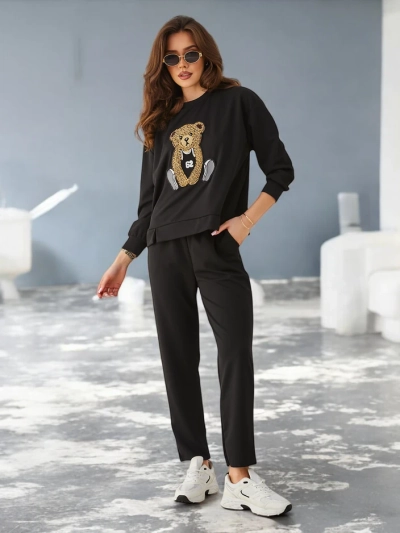 Royalfashion Set de viscoză pentru femei cu un urs