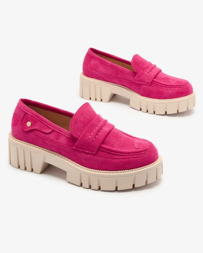 Royalfashion Eco mocasini din piele de căprioară fucsia pentru femei Siherta