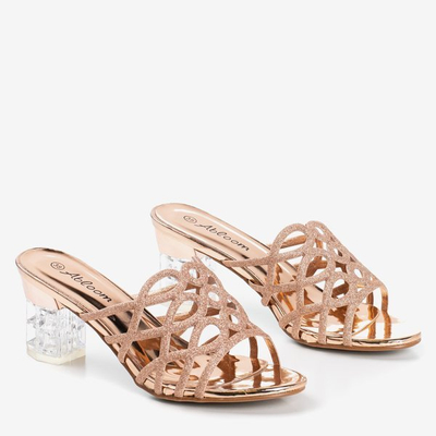 Sandale din aur roz pe stâlpul Cenusaresei transparent mai înalt - Încălțăminte