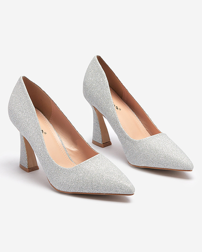 Pantofi de brocart de damă de culoare argintie Bluskita - Încălțăminte