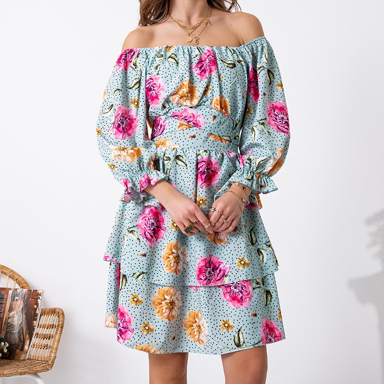 Rochie pentru femei cu model de culoare menta - Imbracaminte