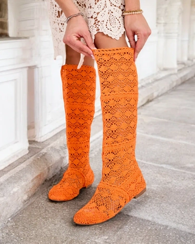 Royalfashion Cizme întredeschise până la genunchi pentru femei Corro