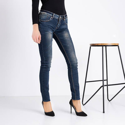 Pantaloni de dama de culoare albastru maro - Îmbrăcăminte