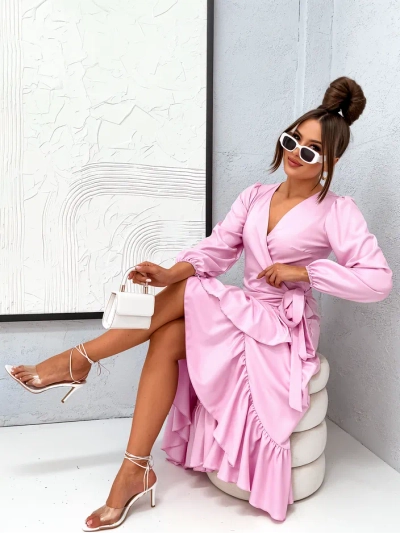 Royalfashion Rochie midi legată pentru femei cu volane