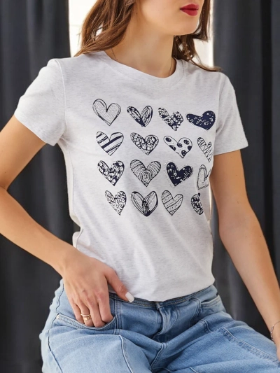 Royalfashion Tricou din bumbac pentru femei A Lot of Hearts