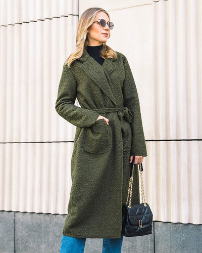 Palton verde de oaie până la glezne pentru femei - Îmbrăcăminte