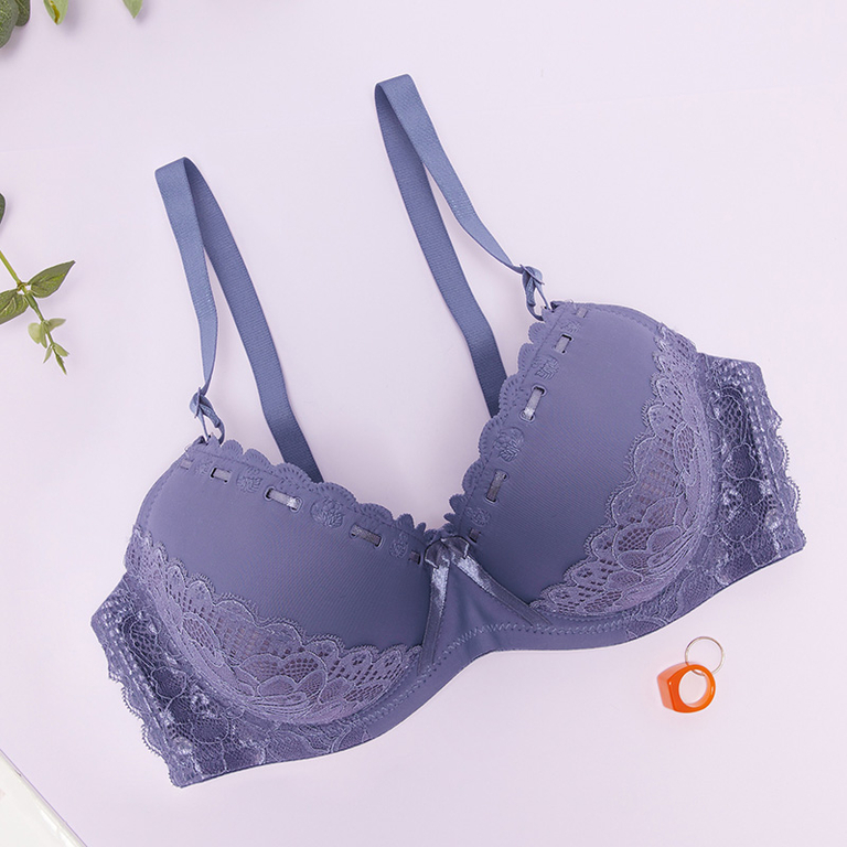 Sutien căptușit mov cu dantelă - Lenjerie intimă
