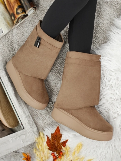 Cizme scurte tip snowboots pentru femei cu parte superioară detașabilă Elizze