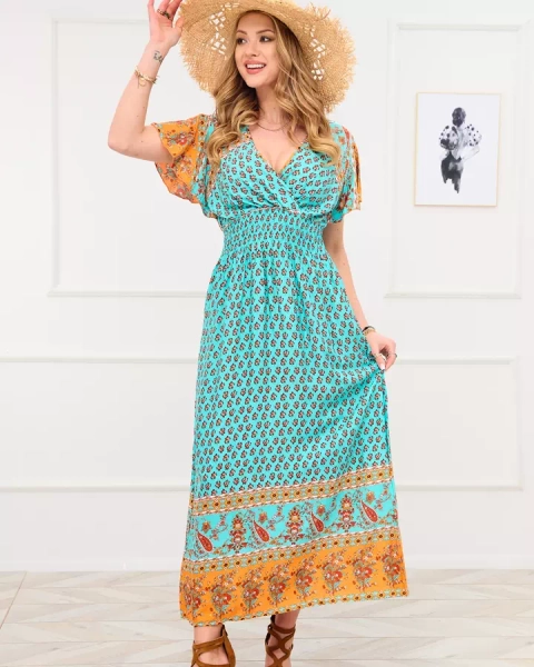 Rochie maxi de vară albastră - Îmbrăcăminte