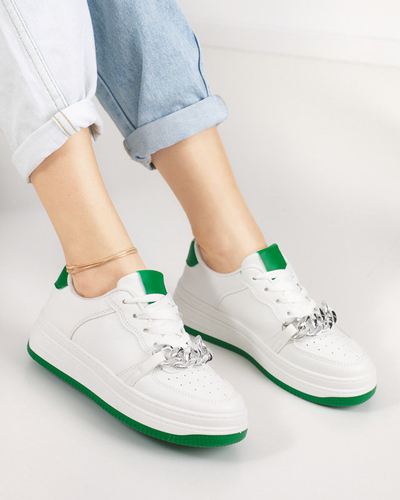 OUTLET Alb - pantofi sport de dama verzi cu lant Nevito - Incaltaminte