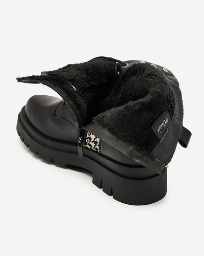 Royalfashion Cizme negre de damă cu inserție de pepite Zatafel