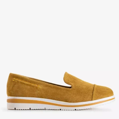 OUTLET Mocasini galbeni dama pe pană joasă Dardariel - Pantofi