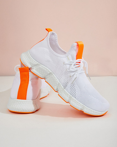 Pantofi sport dama Baym alb si portocaliu - Incaltaminte