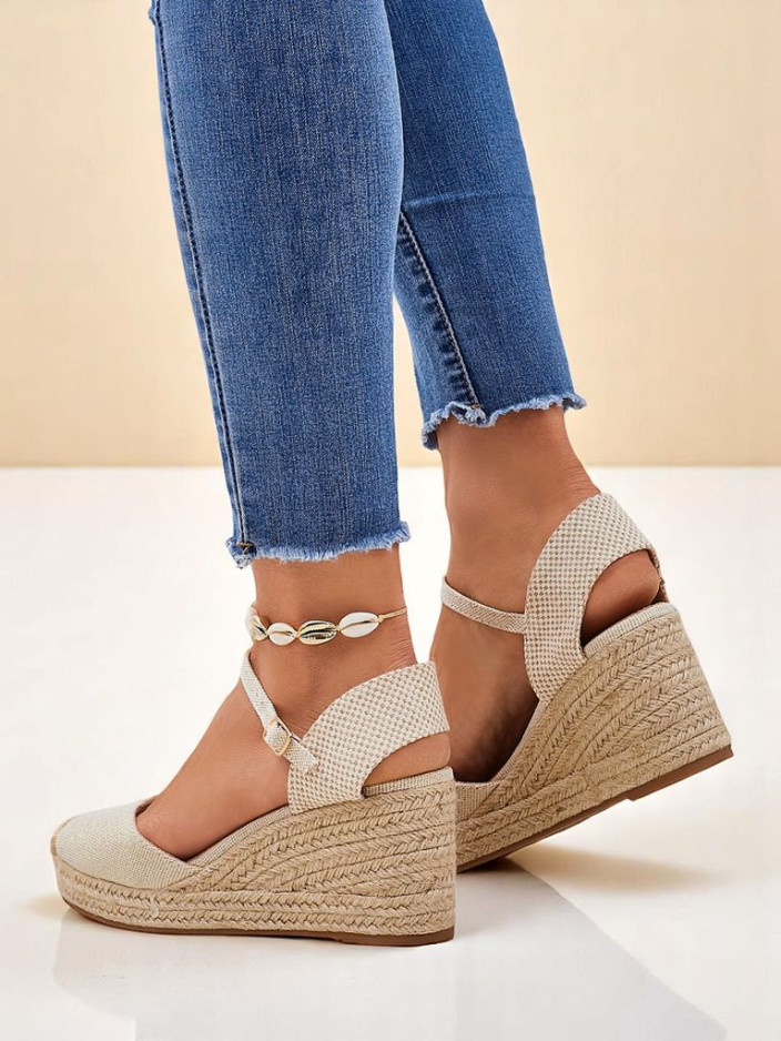 Dylne sandale koturne Callista Royalfashion bež ekologicka kozha