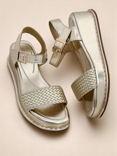 Royalfashion Sandale cu toc pentru femei, cu barete împletite Fiolle