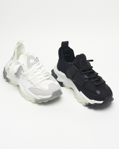 Pantofi sport de damă albi pe talpă Tiroka masivă - Încălțăminte