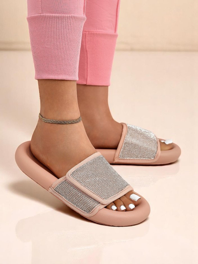 Royalfashion Damskie klapki na płaskiej podeszwie Sparkle Step