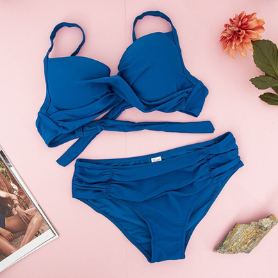 Costum de baie albastru în două piese pentru femei - lenjerie intimă