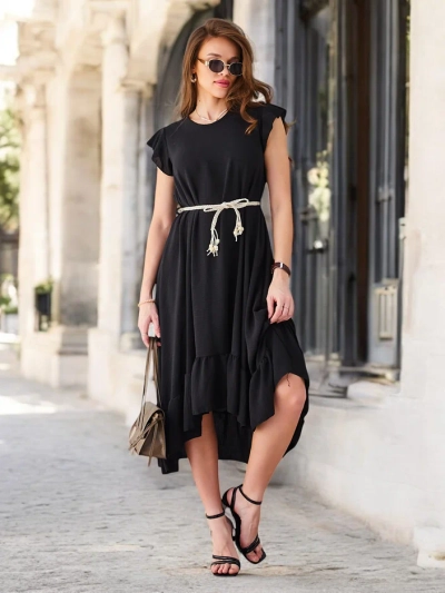 Rochie midi Royalfashion pentru femei cu volane și mâneci scurte