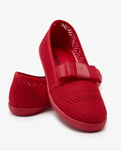 Adidași cu fundiță pentru fete de culoare roșie Lolisa - Încălțăminte