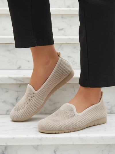 Moda Bella Pantofi Damă Bej cu Talpă Joasă