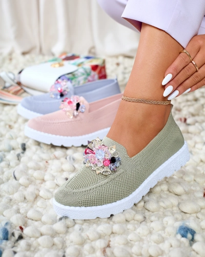 Royalfashion Pantofi sport de damă de culoare verde închis împodobiți Enweta