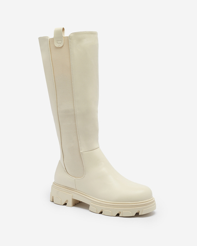 Cizme cremă pentru femei cu talpă medie Vebissa- Footwear