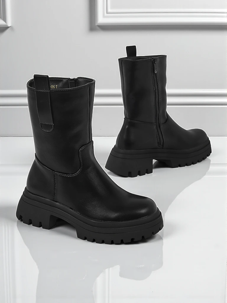 Wyższe botki damskie ze skóry ekologicznej Scarlet Mist