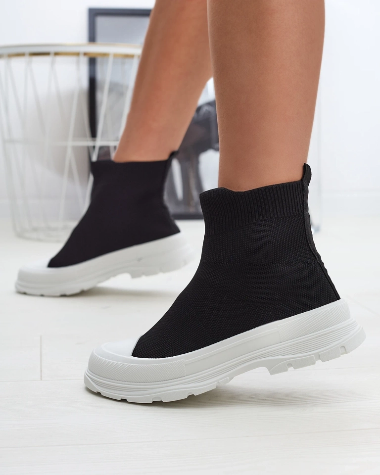 Negru pantofi de sport de damă înalți slip-on a'la sneakers Vertiks - Încălțăminte