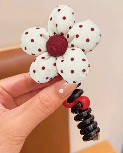 Royalfashion Elastic de păr tip spirală cu o floare mică Blossom Coil