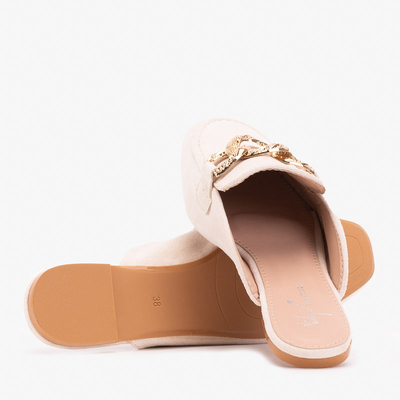 Papuci de culoare crem a'la mocasini Gabbu- Pantofi