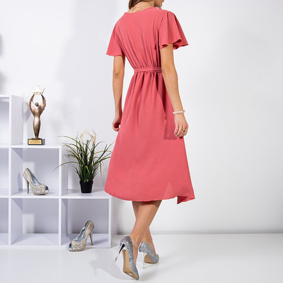 Rochie asimetrică roz închis până la genunchi - Îmbrăcăminte