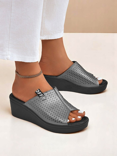 Royalfashion Klapki pou fanm sou talon Luna Wedge