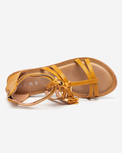 Piele ecologică de damă muștar cu imprimare a'la piele de șarpe Sken - Pantofi