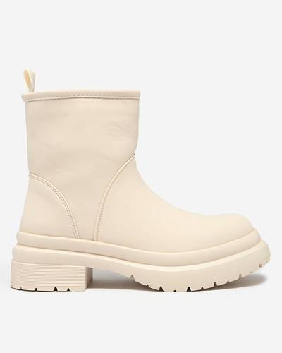 Royalfashion Cizme pentru femei bej mat cu talpă mai groasă Holeopi