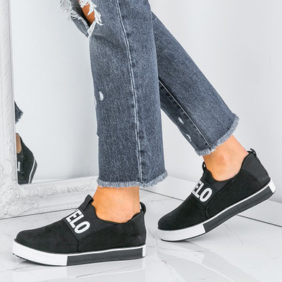 Czarne slip on z eko zamszu Brandi- Obuwie