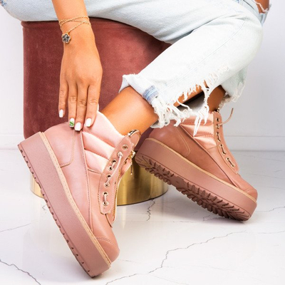 Różowe sportowe botki na platformie Almuterin - Obuwie