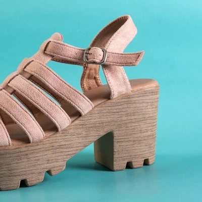 OUTLET Sandale roz dama cu toc Tamianka - Incaltaminte