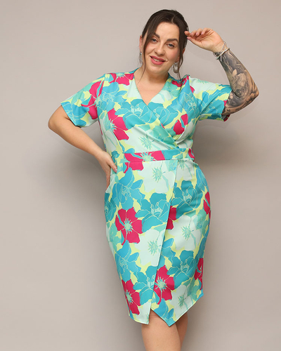 Royalfashion Rochie de damă din țesătură florală PLUS SIZE