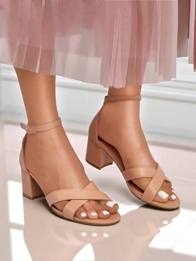 Royalfashion Sandale de damă cu toc gros jos Eleganza Strap