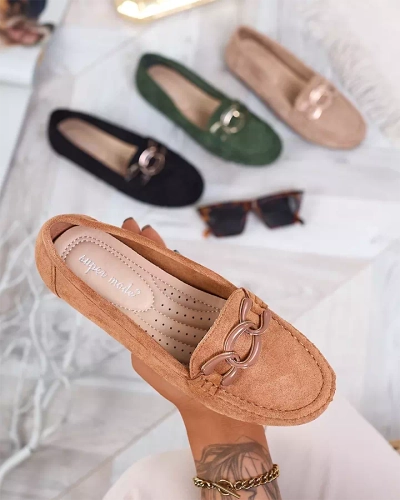 Mocasini de damă de culoare camel cu lanț Lertika - Încălțăminte