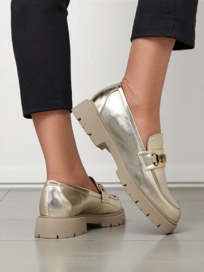 Royalfashion Mocasi pentru femei placate cu aur Goldlove