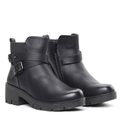 Czarne botki na grubym obcasie Geltrude- Obuwie