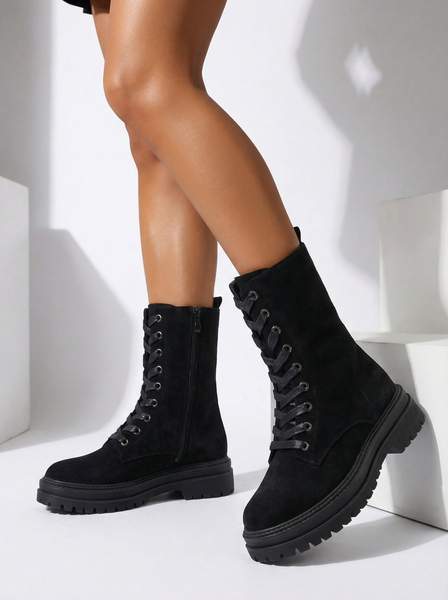 Botine damă eco piele întoarsă tip workeri Molistea