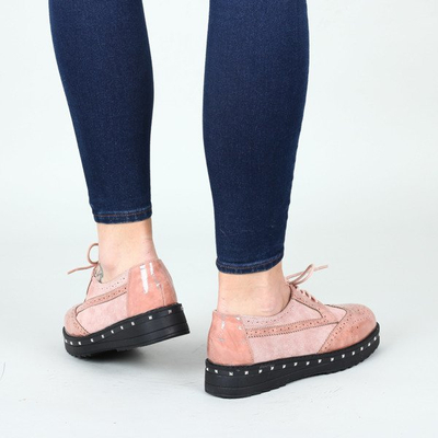 Różowe oxfordy z ćwiekami Halsey - Obuwie