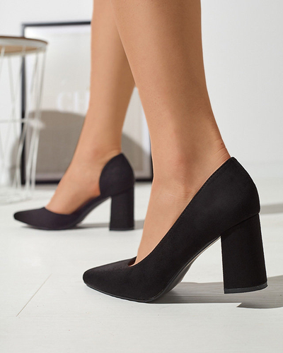 OUTLET Pantofi negri de damă cu tijă din piele ecologică Lerita - Încălțăminte